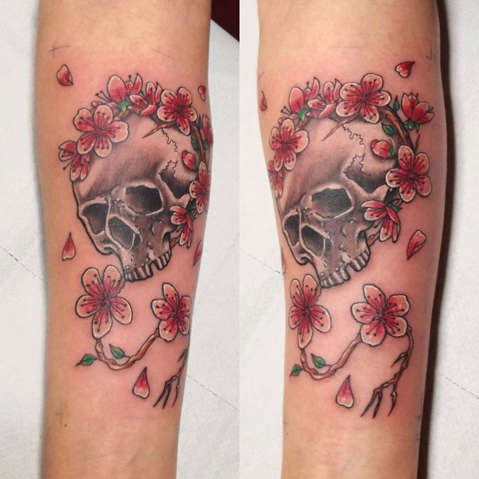 Crane et fleurs de cerisier